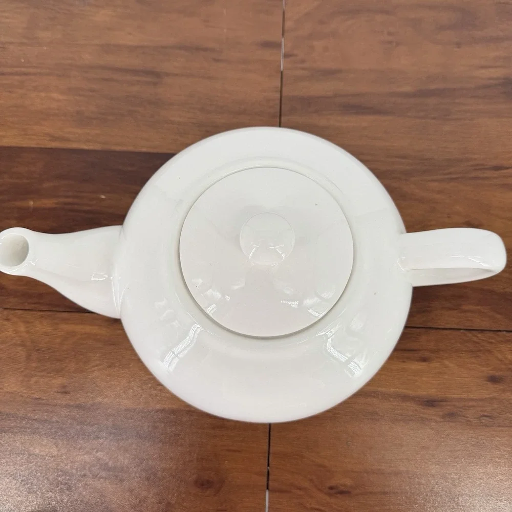VTG 90s Pottery Barn Coffee House Tea Pot White Large 8-10 Cup 